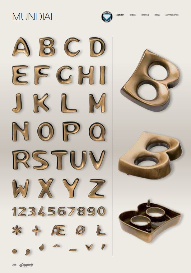 Бронзовые буквы Каджатти от компании Феникс