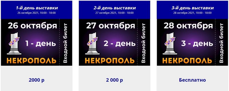 Стоимость билетов на выставку Некрополь 2021