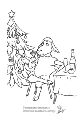 Раскраски на новый год 2015 козы овцы. Распечатать символ года